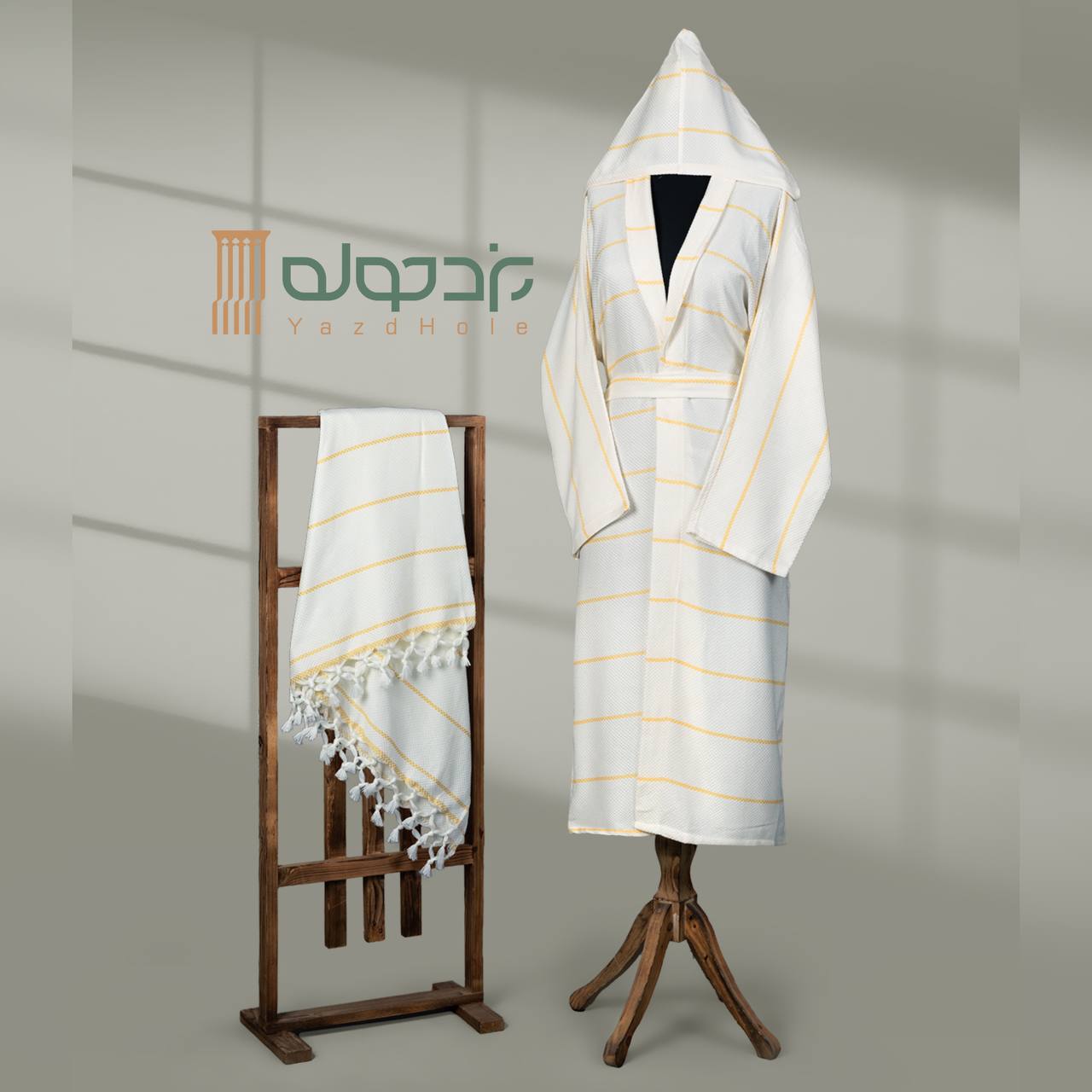 حوله تنپوش نخی سنتی بافت وافلی حیات سفید