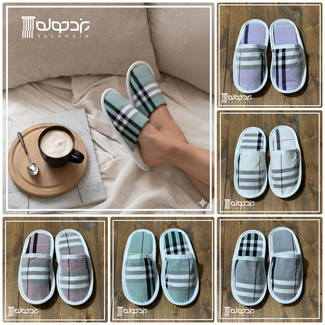 کفش حمام نخی سنتی یزدی طره چهارخونه